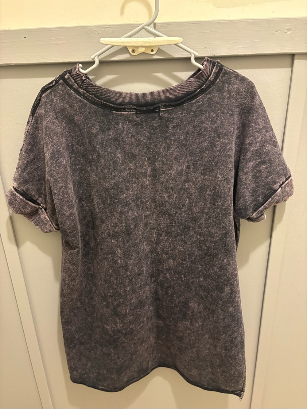 Zenana Purple Mineral Wash Pocket Tee - Picture 4 of 5